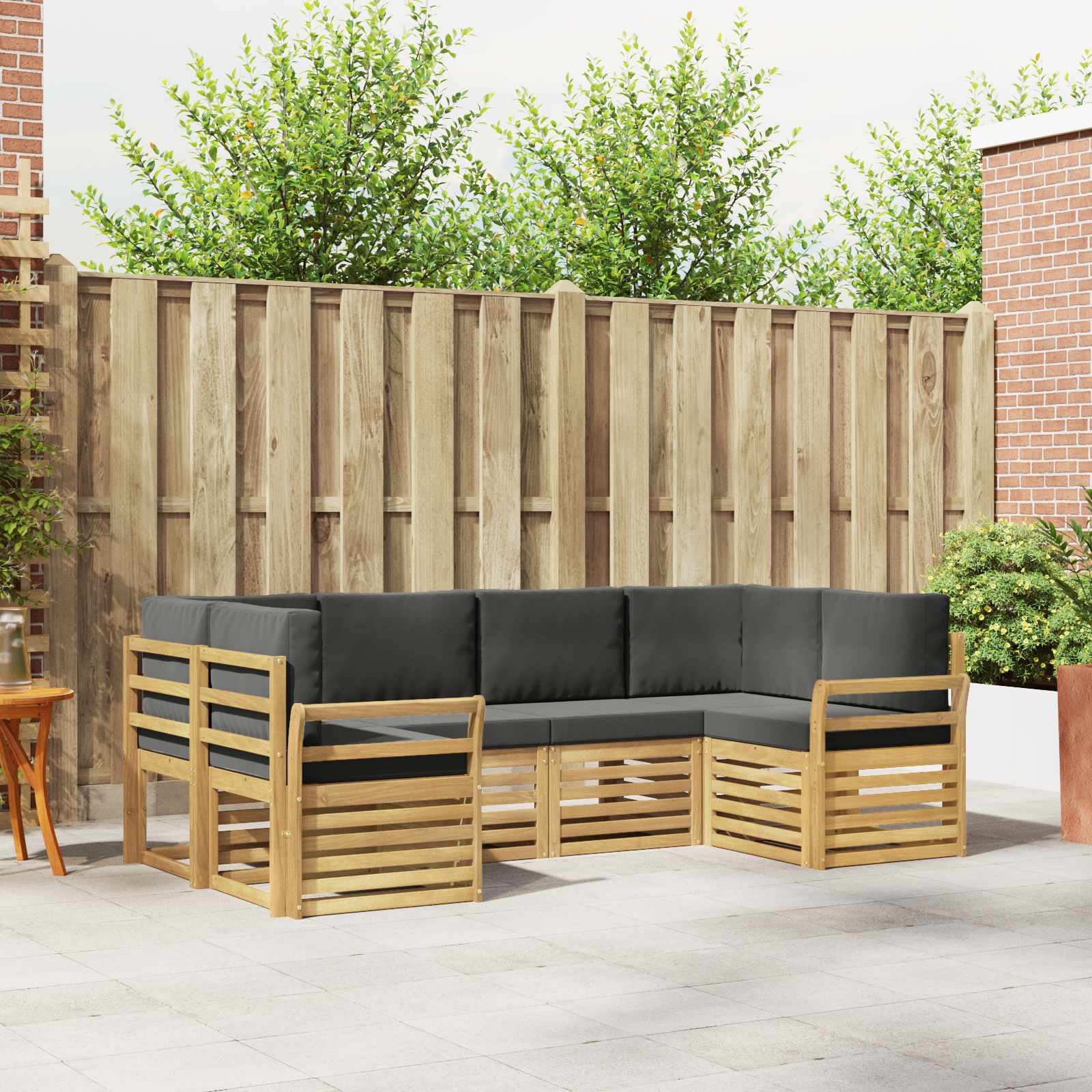 Outdoor-Sofagarnitur 6 pcs Weiß und Anthrazit