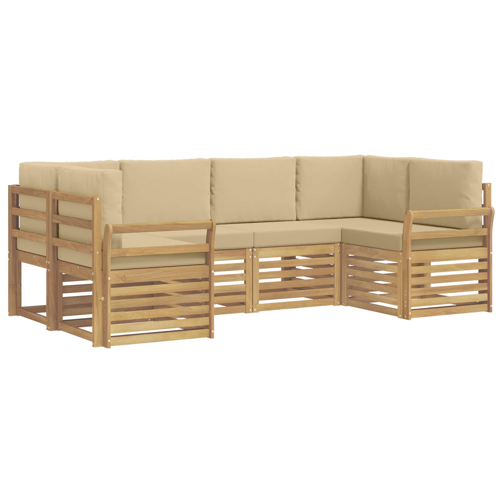 Outdoor-Sofagarnitur 6 pcs Weiß und Beige 245 x 130,5 x 73 cm