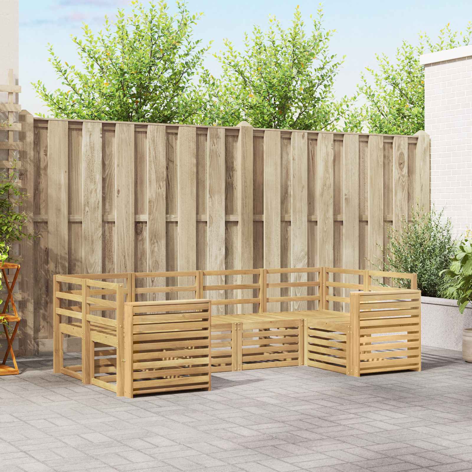 Outdoor-Sofagarnitur 6 pcs Weiß 245 x 132,5 x 73 cm
