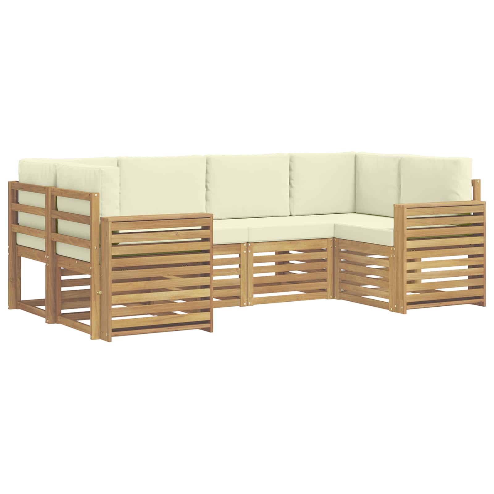 Outdoor-Sofagarnitur 6 pcs Weiß und Creme 245 x 132,5 x 73 cm