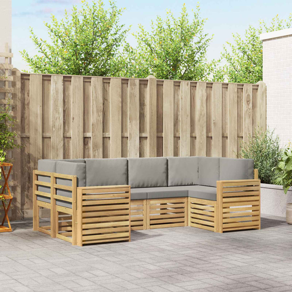 Outdoor-Sofagarnitur 6 pcs Weiß und Hellgrau
