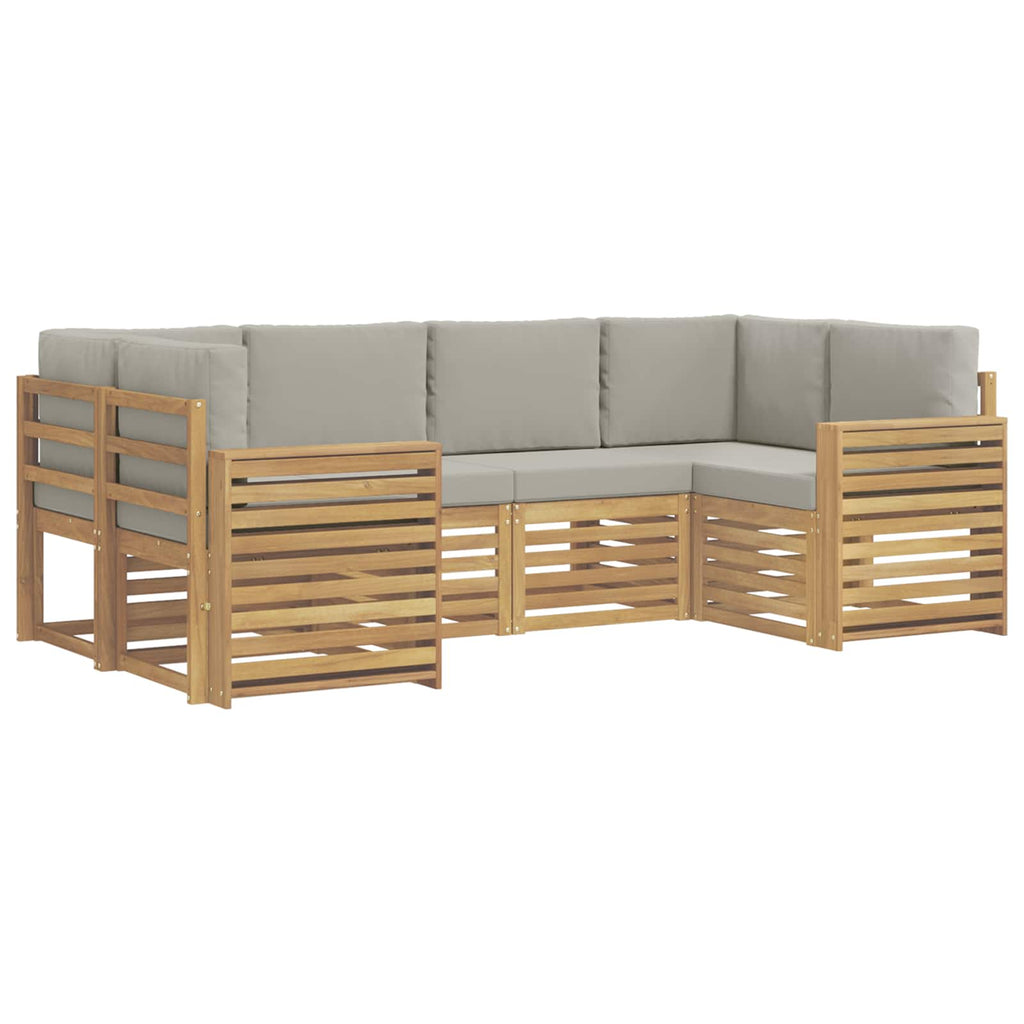 Outdoor-Sofagarnitur 6 pcs Weiß und Hellgrau