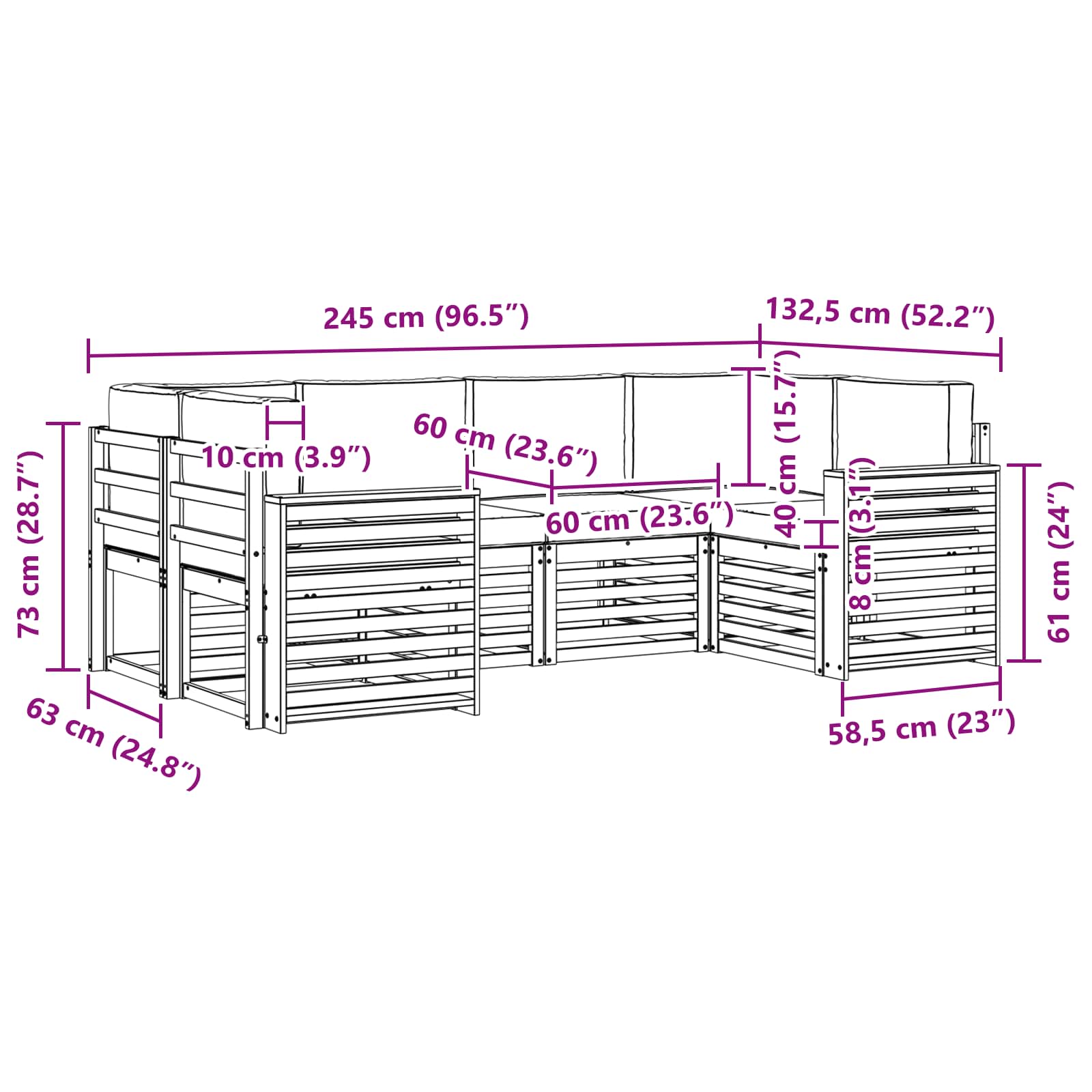 Outdoor-Sofagarnitur 6 pcs Weiß und Anthrazit