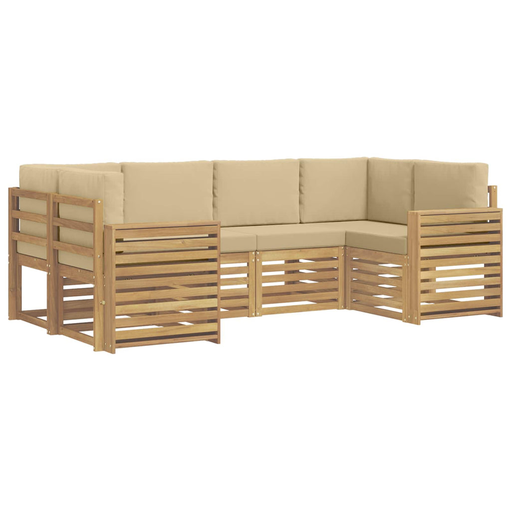 Outdoor-Sofagarnitur 6 pcs Weiß und Beige 245 x 132,5 x 73 cm