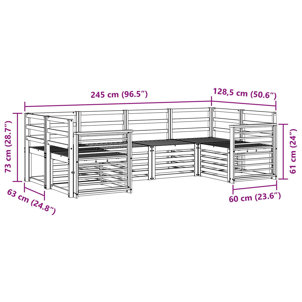 Outdoor-Sofagarnitur 6 pcs Weiß 245 x 128,5 x 73 cm