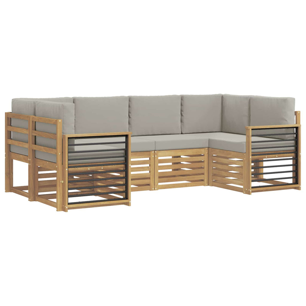 Ecksofa Set 6 pcs Weiß und Hellgrau 245 x 128,5 x 73 cm