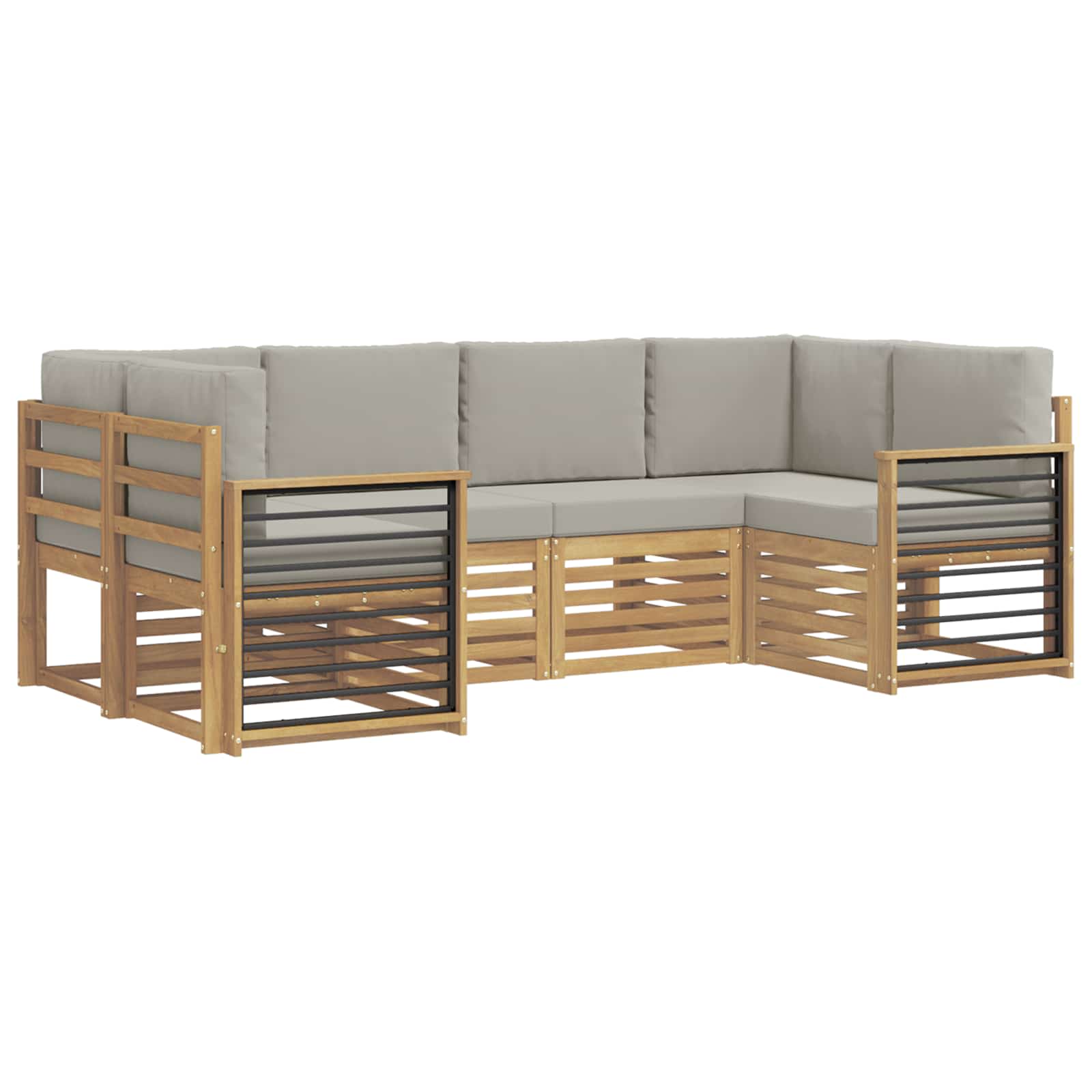 Ecksofa Set 6 pcs Weiß und Hellgrau 245 x 128,5 x 73 cm