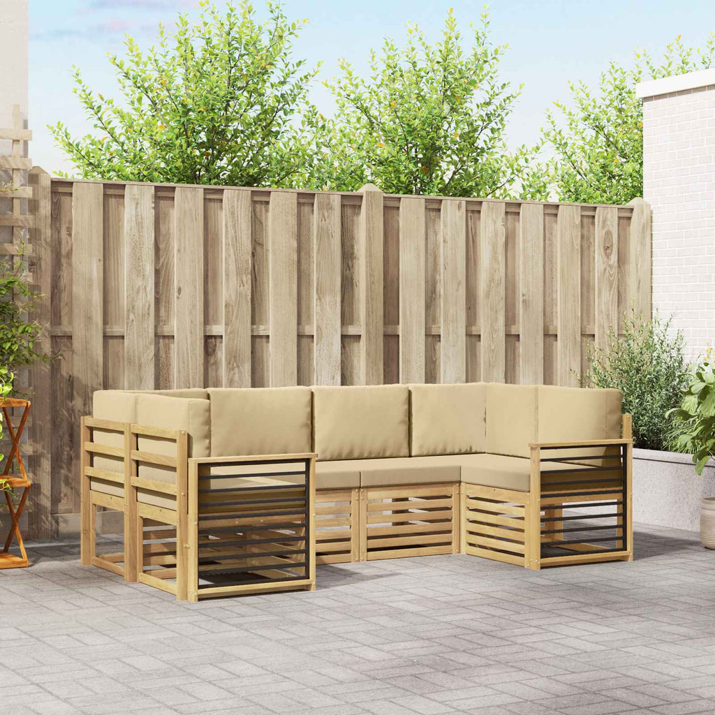 Ecksofa Set 6 pcs Weiß und Beige 245 x 128,5 x 73 cm Polyester