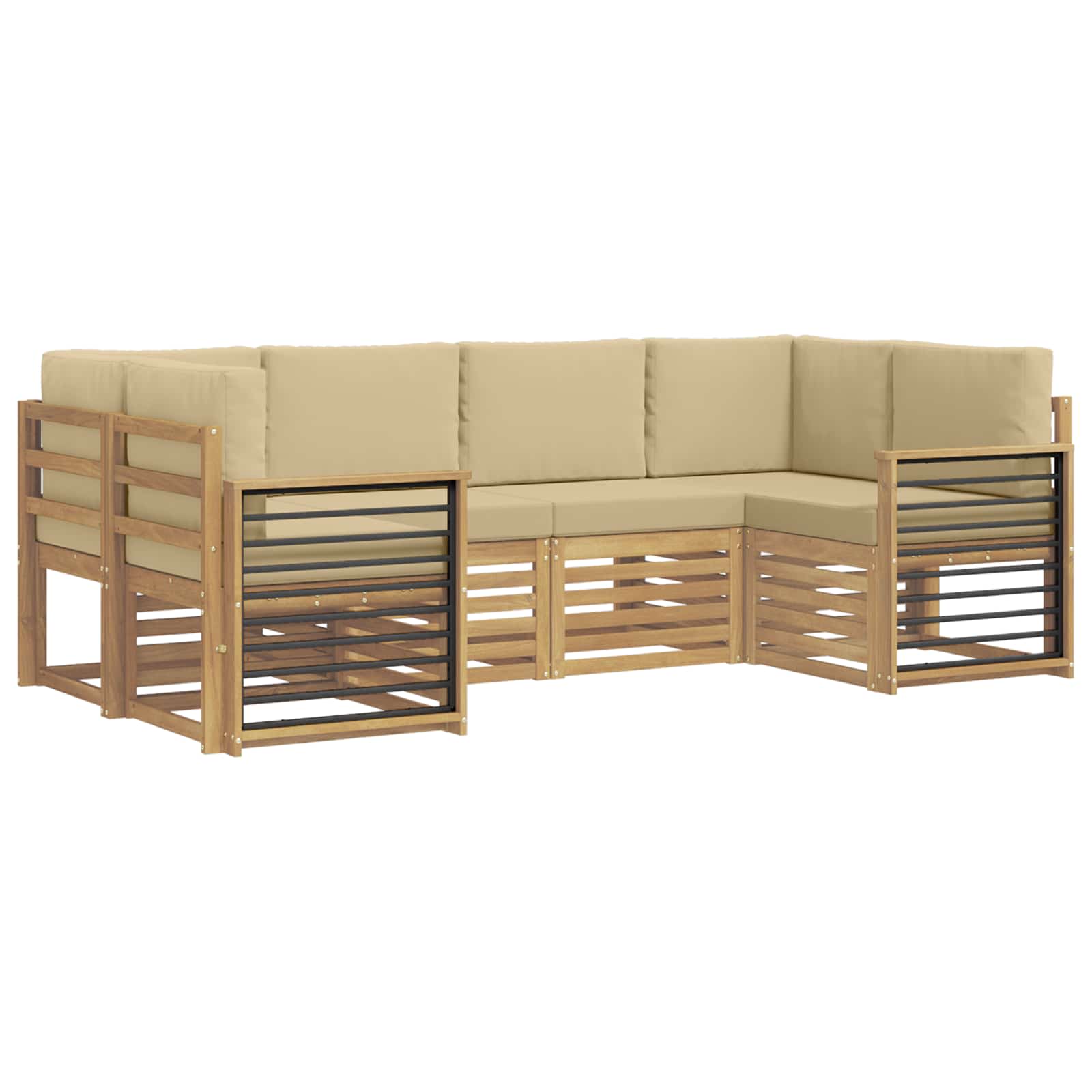 Ecksofa Set 6 pcs Weiß und Beige 245 x 128,5 x 73 cm Polyester