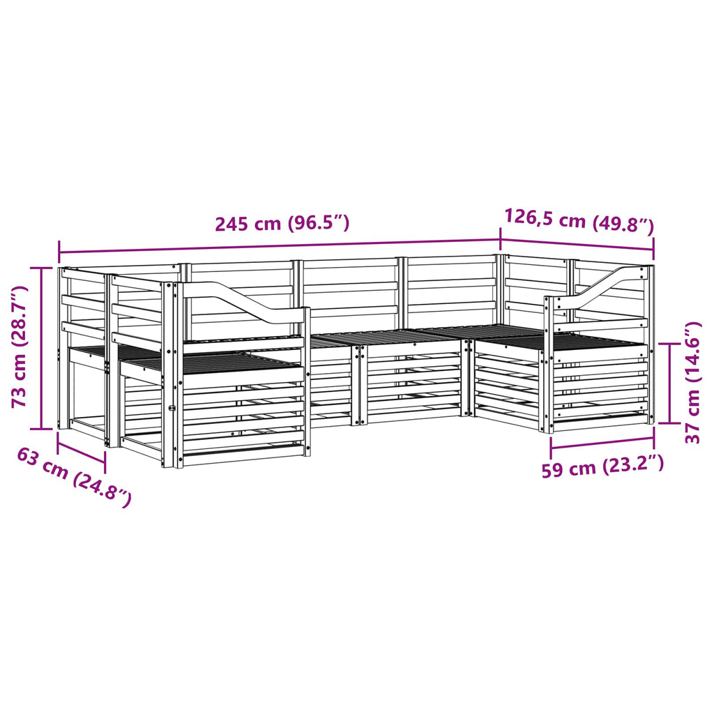 Outdoor-Sofagarnitur 6 pcs Weiß 245 x 126,5 x 73 cm
