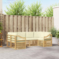 Ecksofa Set mit Kissen 6 pcs Weiß und Creme Polyester