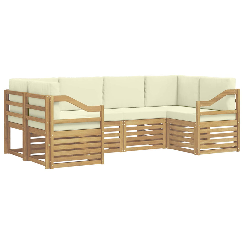 Ecksofa Set mit Kissen 6 pcs Weiß und Creme Polyester