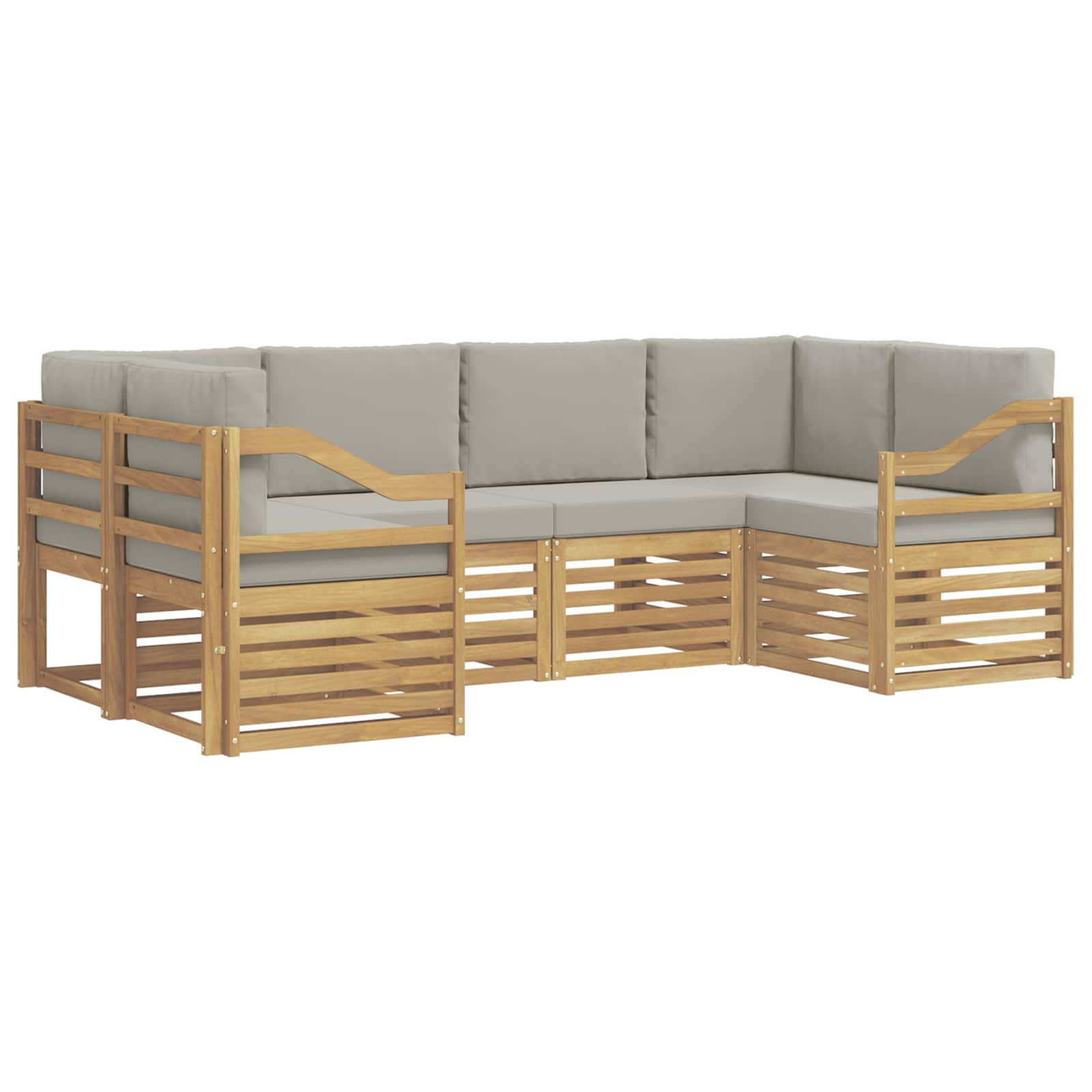 Ecksofa Set 6 pcs Weiß und Hellgrau 245 x 126,5 x 73 cm