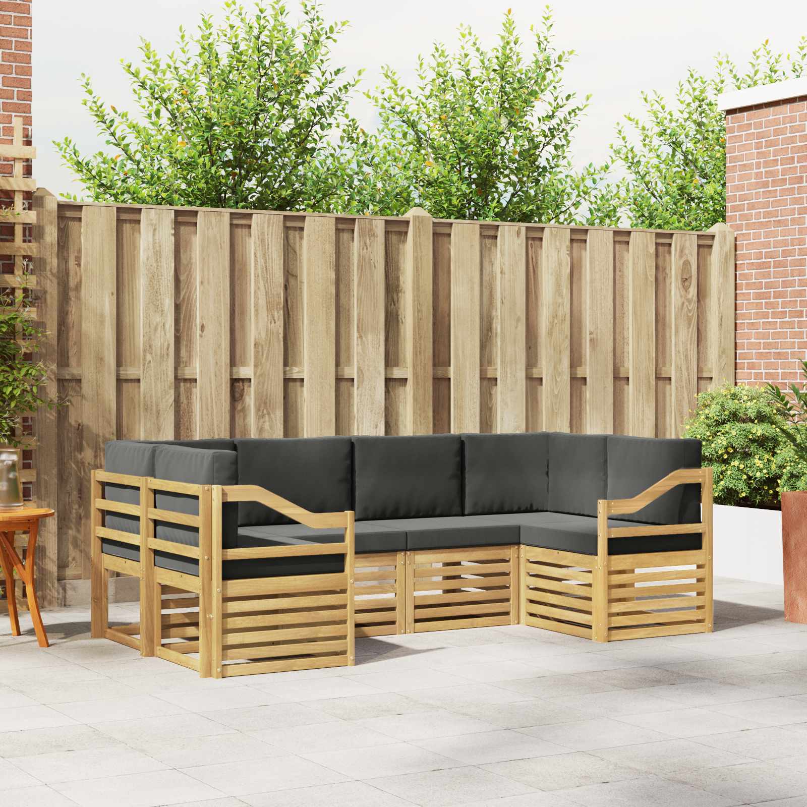 Ecksofa Set 6 pcs Weiß und Anthrazit 245 x 126,5 x 73 cm