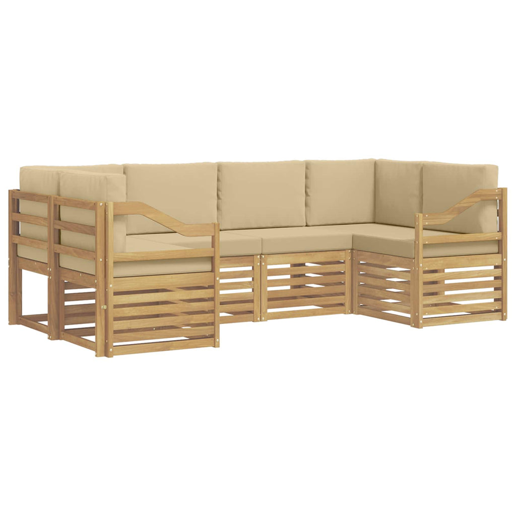 Ecksofa Set 6 pcs Weiß und Beige 245 x 126,5 x 73 cm Polyester