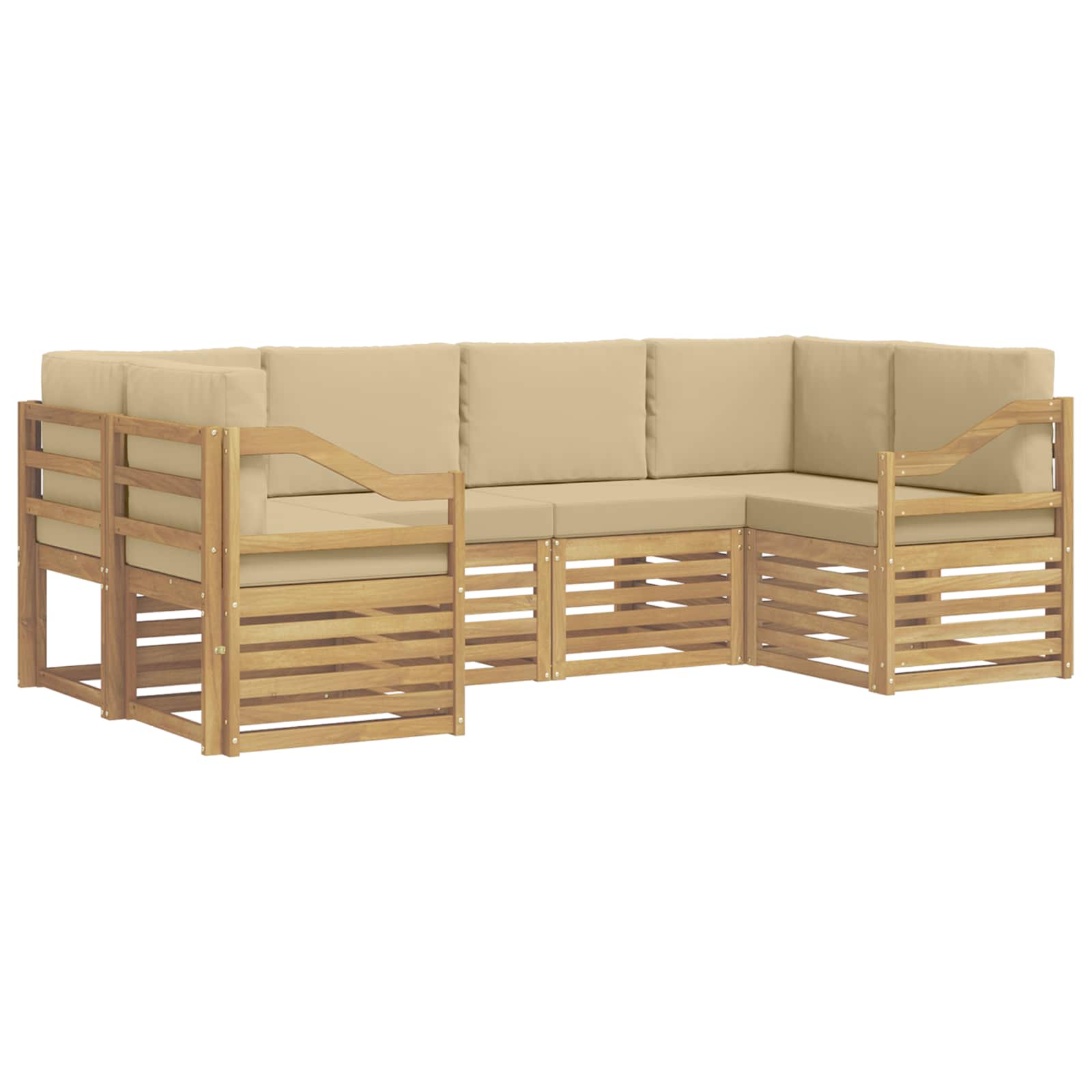 Ecksofa Set 6 pcs Weiß und Beige 245 x 126,5 x 73 cm Polyester