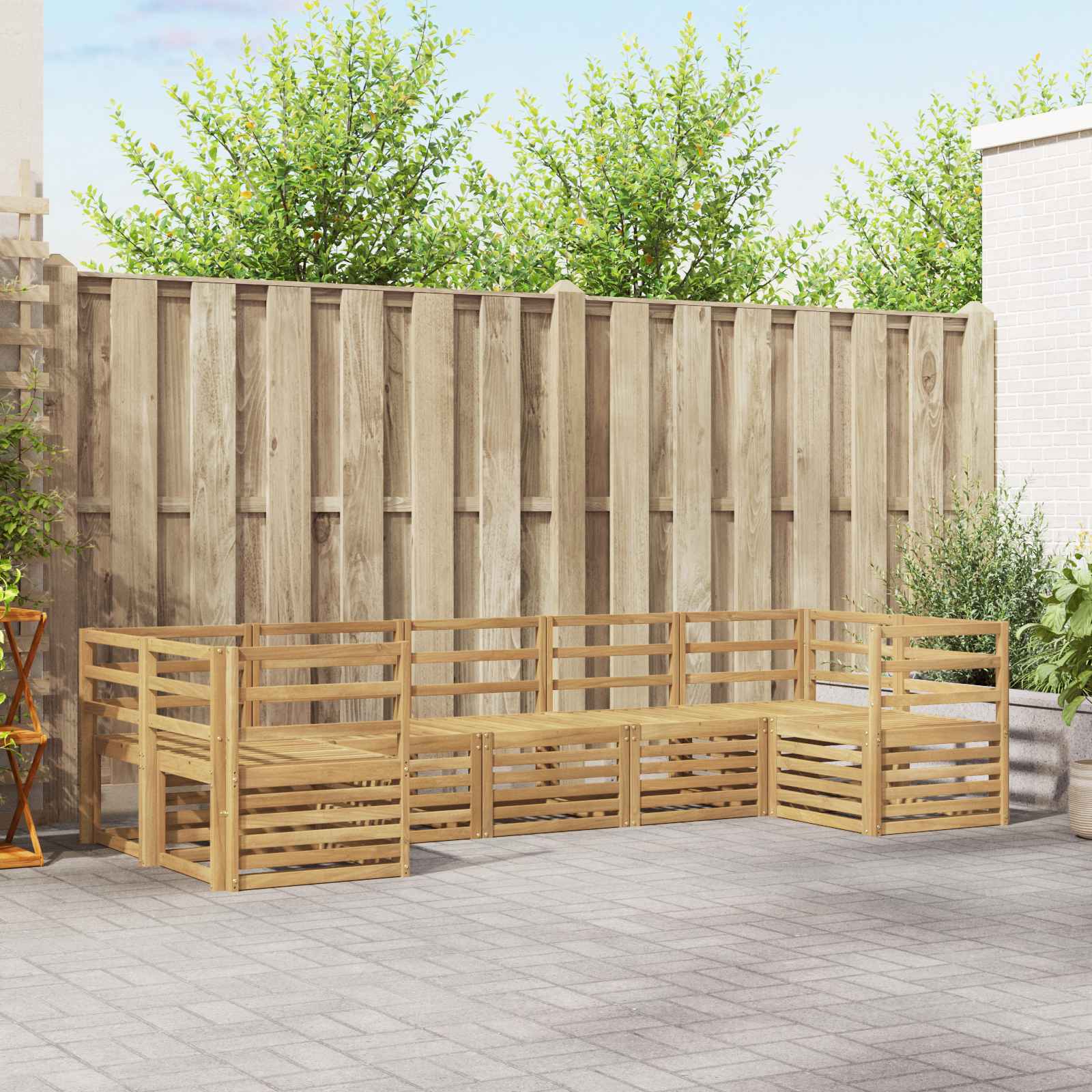 Outdoor-Sofagarnitur 7 pcs Weiß 304 x 126,5 x 73 cm