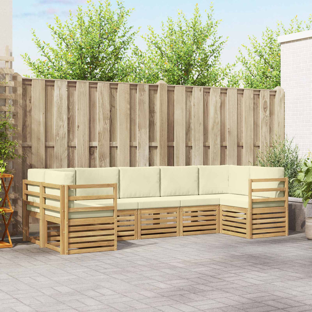 Ecksofa Set mit Kissen 7 pcs Weiß und Creme Polyester