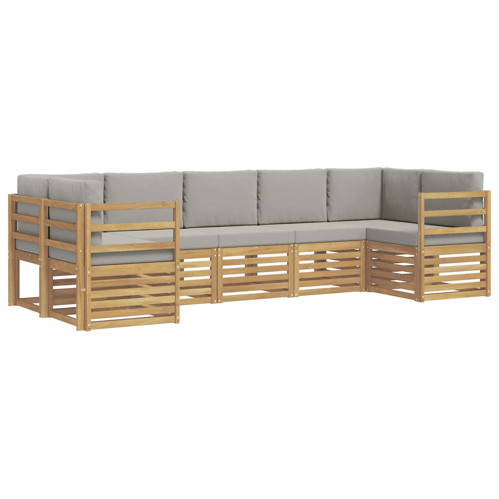 Ecksofa Set 7 pcs Weiß und Hellgrau 304 x 126,5 x 73 cm