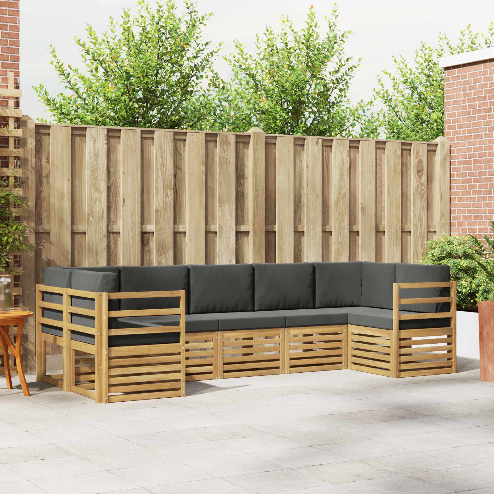 Ecksofa Set 7 pcs Weiß und Anthrazit 304 x 126,5 x 73 cm