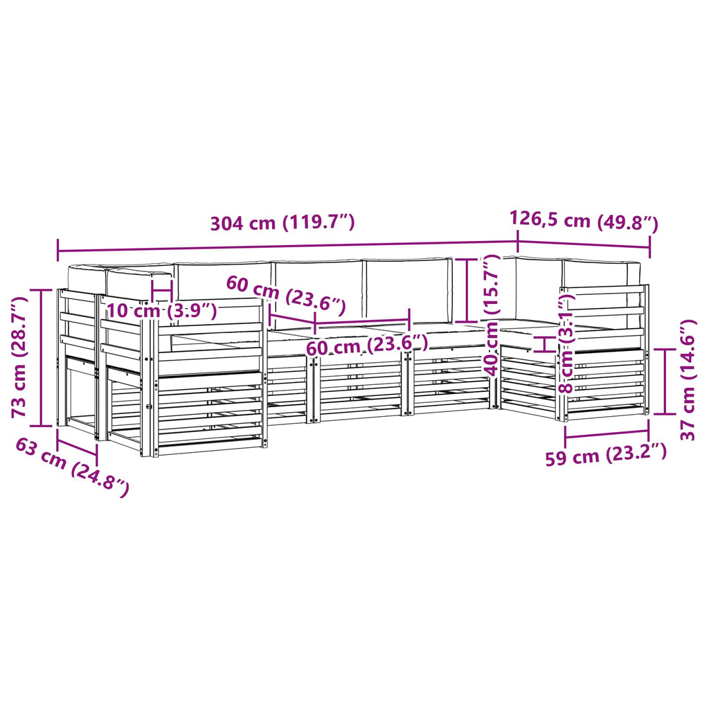 Ecksofa Set 7 pcs Weiß und Anthrazit 304 x 126,5 x 73 cm