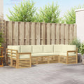 Outdoor-Sofagarnitur 6 pcs Weiß und Creme 304 x 128,5 x 73 cm