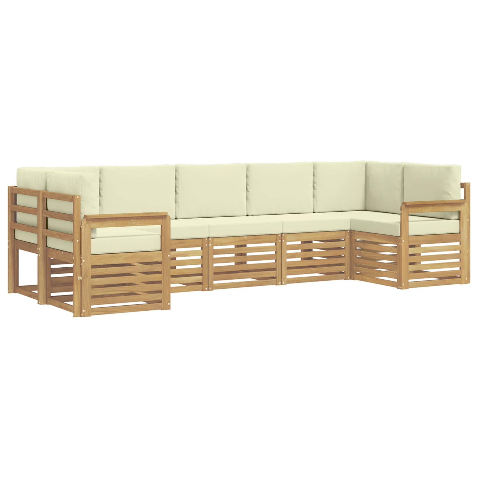 Outdoor-Sofagarnitur 6 pcs Weiß und Creme 304 x 128,5 x 73 cm
