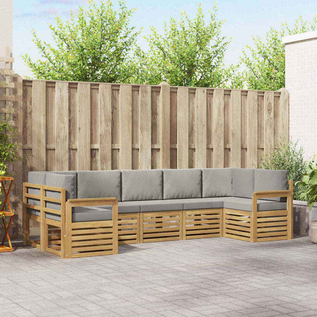 Outdoor-Sofagarnitur 6 pcs Weiß und Hellgrau