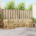 Outdoor-Sofagarnitur 6 pcs Weiß und Beige 304 x 128,5 x 73 cm