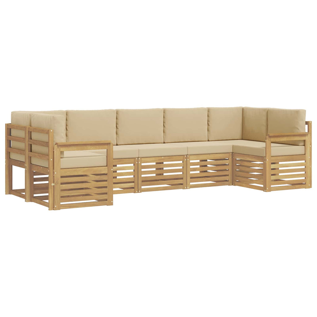 Outdoor-Sofagarnitur 6 pcs Weiß und Beige 304 x 128,5 x 73 cm
