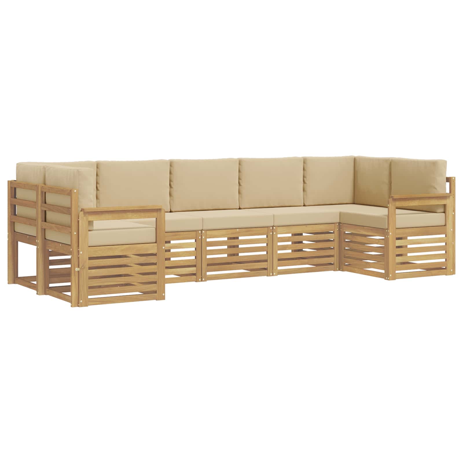 Outdoor-Sofagarnitur 6 pcs Weiß und Beige 304 x 128,5 x 73 cm