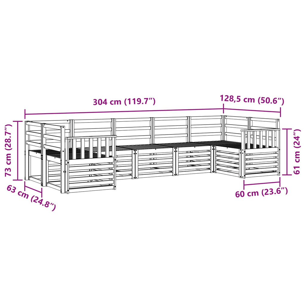 Outdoor-Sofagarnitur 7 pcs Weiß 304 x 128,5 x 73 cm