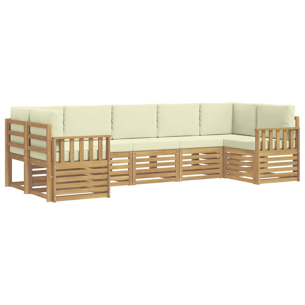Outdoor-Sofagarnitur 6 pcs Weiß und Creme 304 x 128,5 x 73 cm