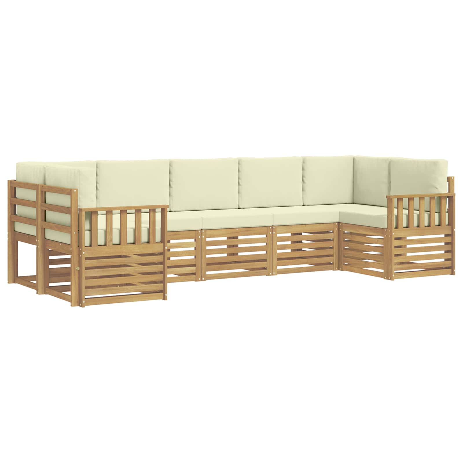 Outdoor-Sofagarnitur 6 pcs Weiß und Creme 304 x 128,5 x 73 cm