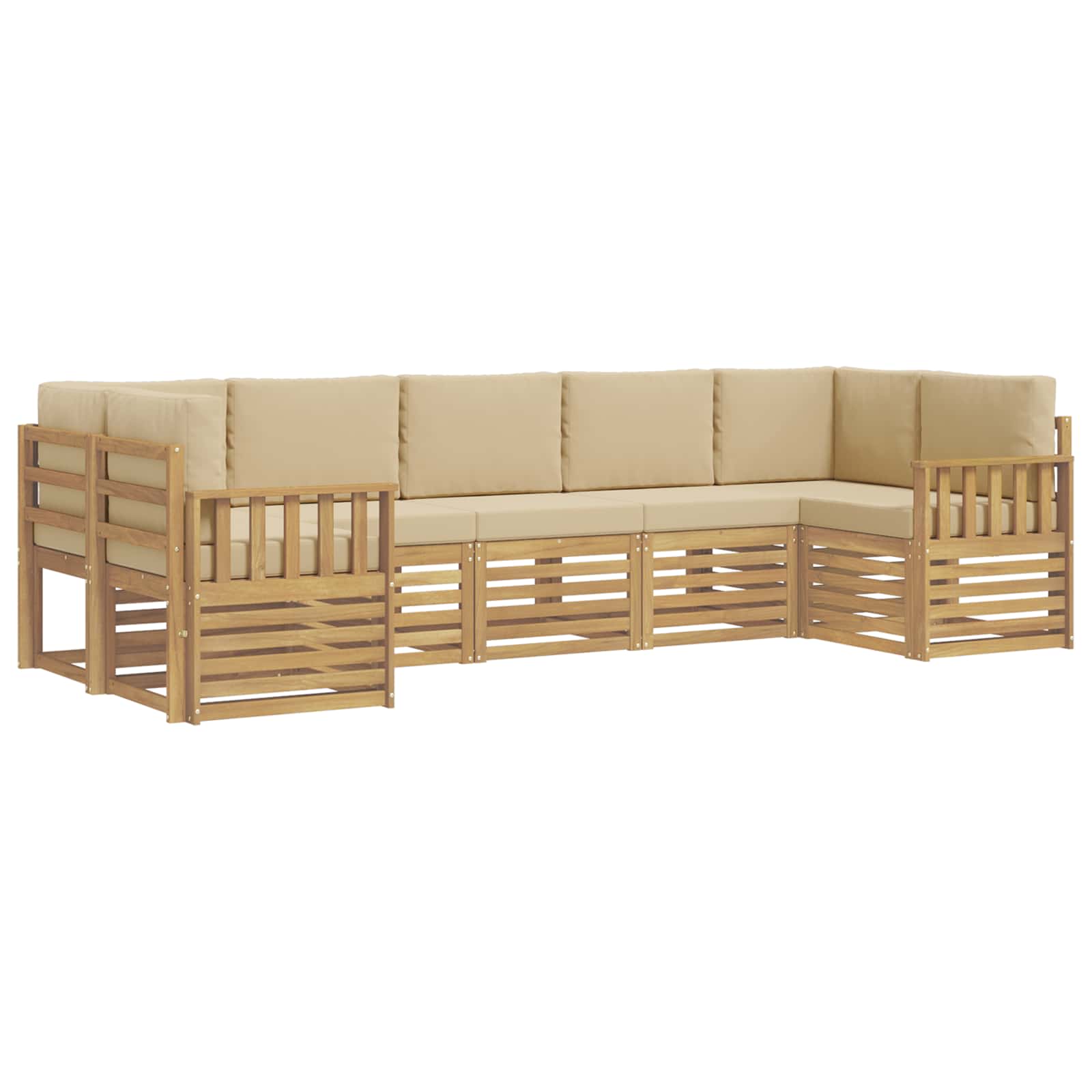 Outdoor-Sofagarnitur 6 pcs Weiß und Beige 304 x 128,5 x 73 cm
