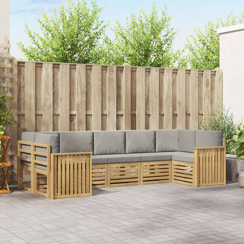 Outdoor-Sofagarnitur 7 pcs Weiß und Hellgrau