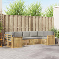 Outdoor-Sofagarnitur 7 pcs Weiß und Hellgrau