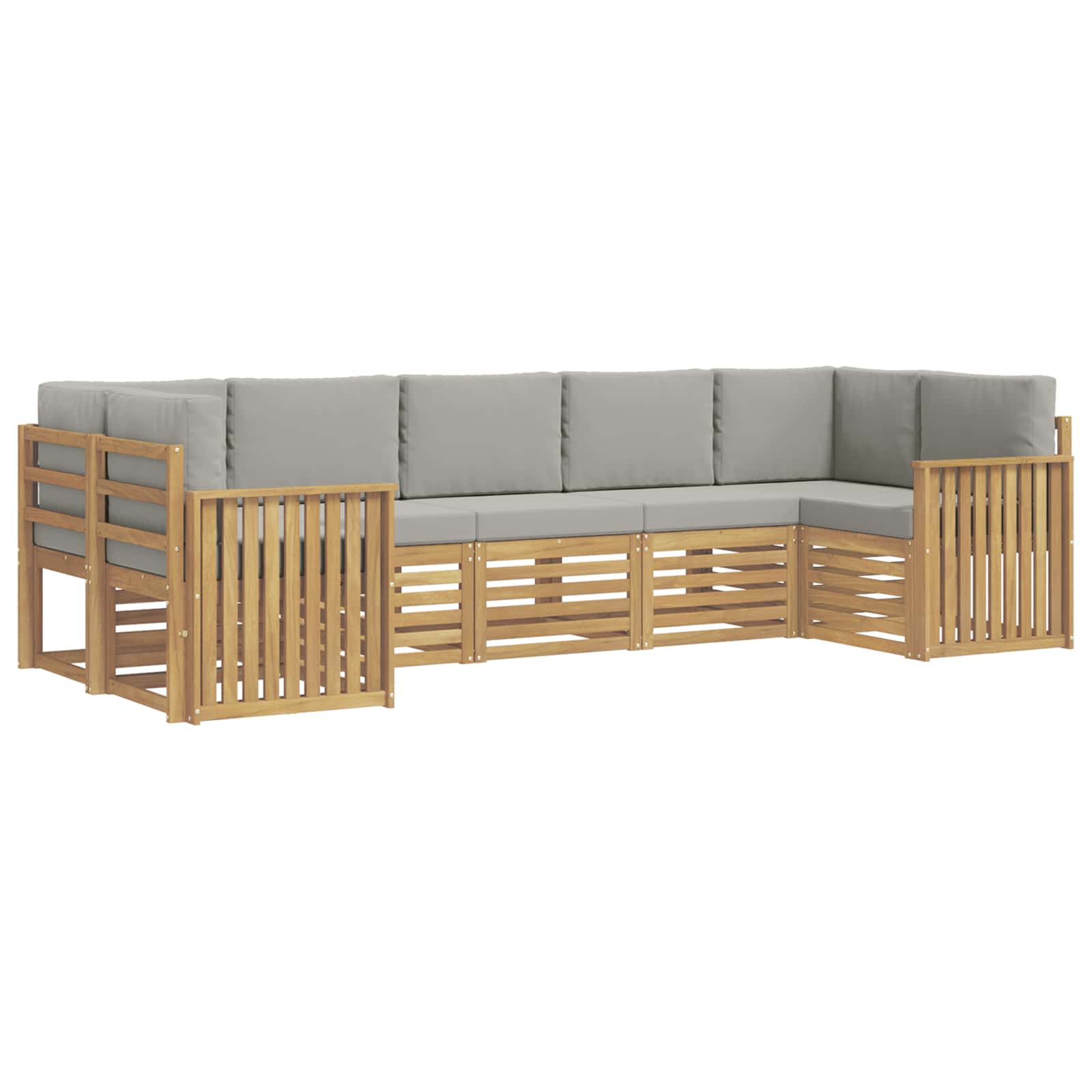 Outdoor-Sofagarnitur 7 pcs Weiß und Hellgrau