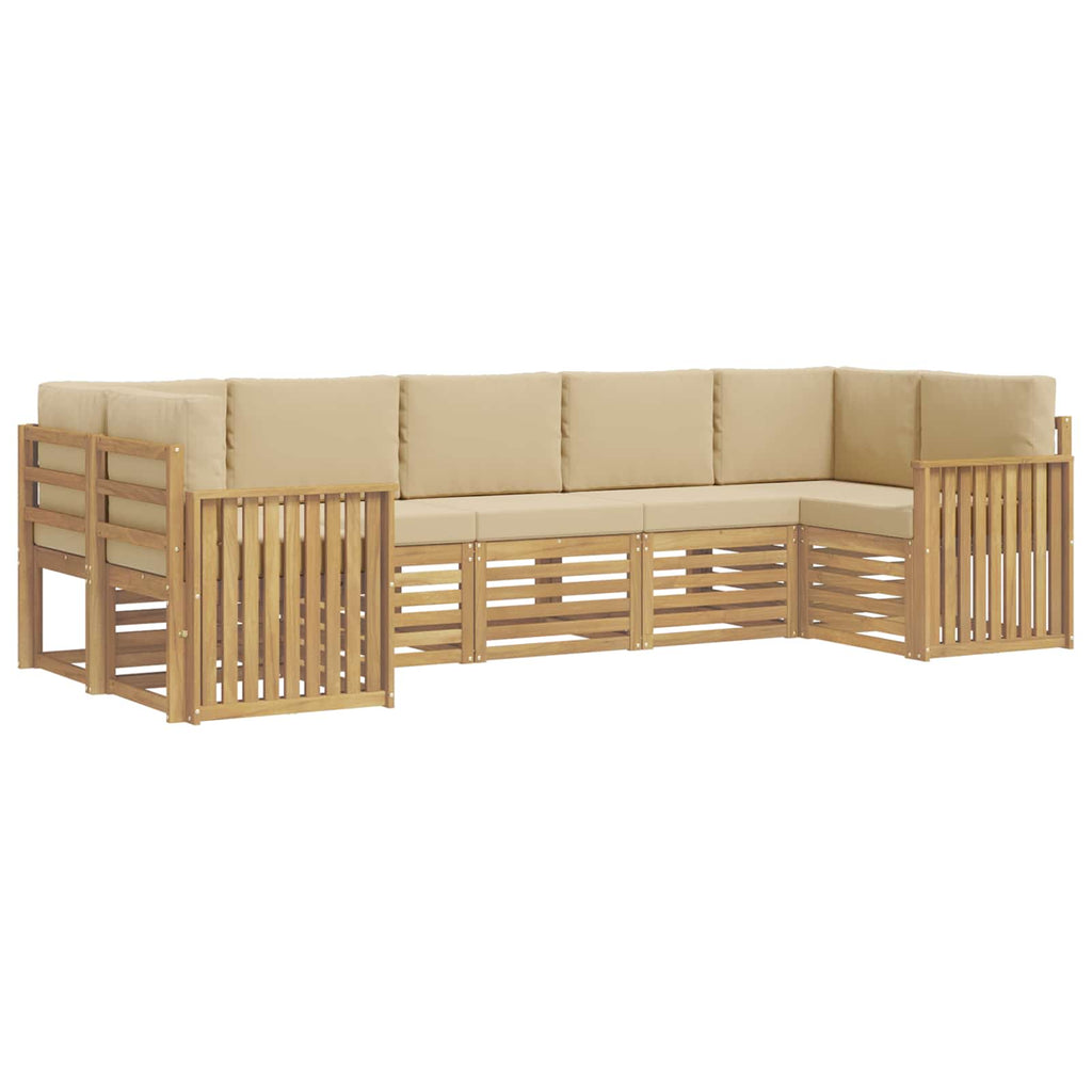 Outdoor-Sofagarnitur 7 pcs Weiß und Beige 304 x 128,5 x 73 cm