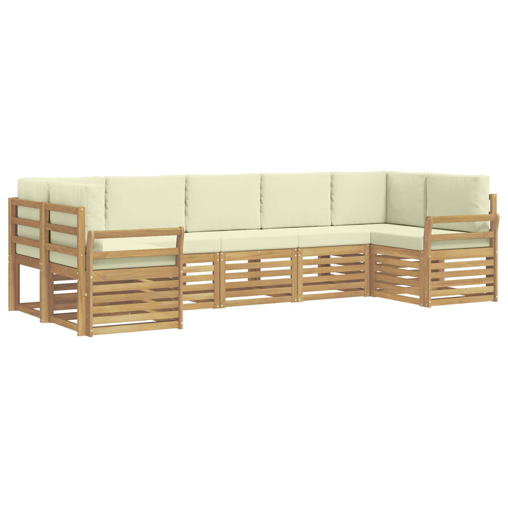 Outdoor-Sofagarnitur 7 pcs Weiß und Creme 304 x 130,5 x 73 cm
