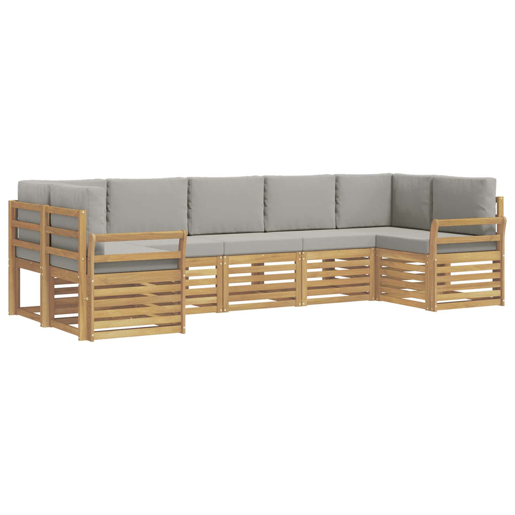 Outdoor-Sofagarnitur 7 pcs Weiß und Hellgrau