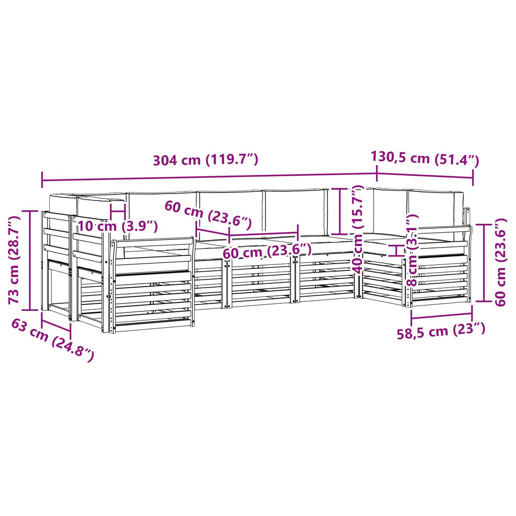 Outdoor-Sofagarnitur 7 pcs Weiß und Anthrazit