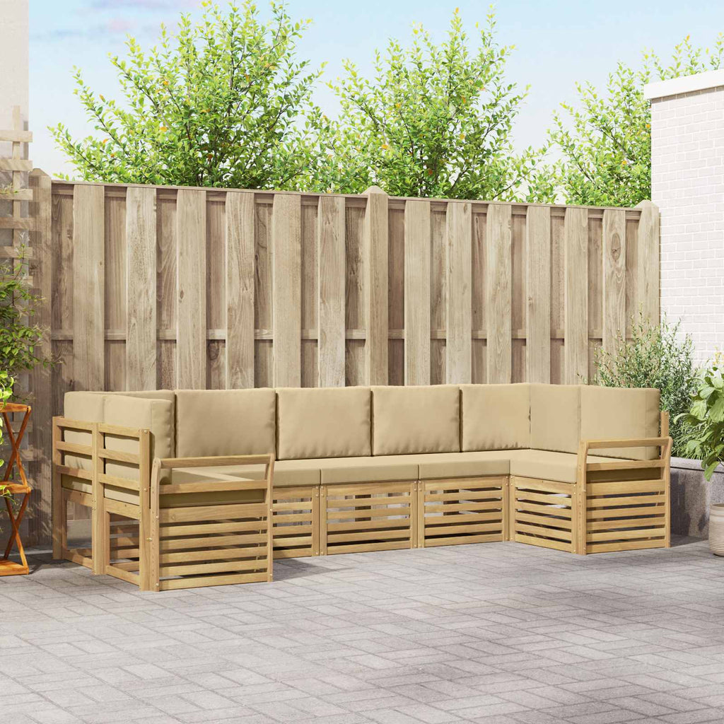 Outdoor-Sofagarnitur 7 pcs Weiß und Beige 304 x 130,5 x 73 cm