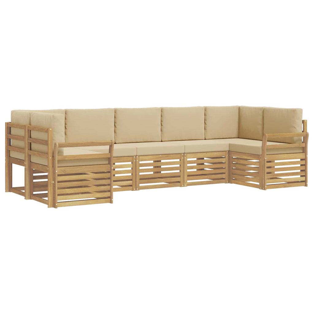 Outdoor-Sofagarnitur 7 pcs Weiß und Beige 304 x 130,5 x 73 cm