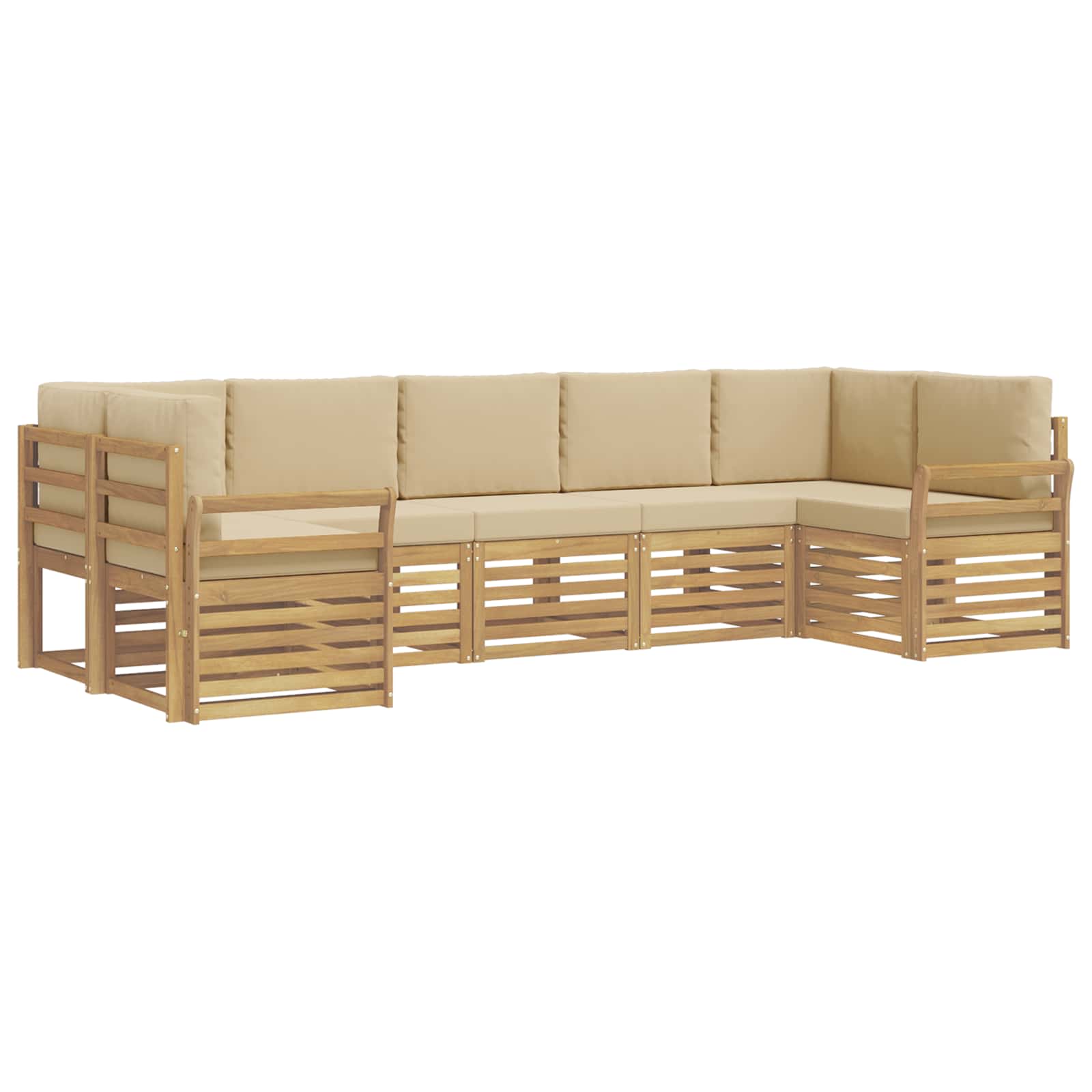 Outdoor-Sofagarnitur 7 pcs Weiß und Beige 304 x 130,5 x 73 cm