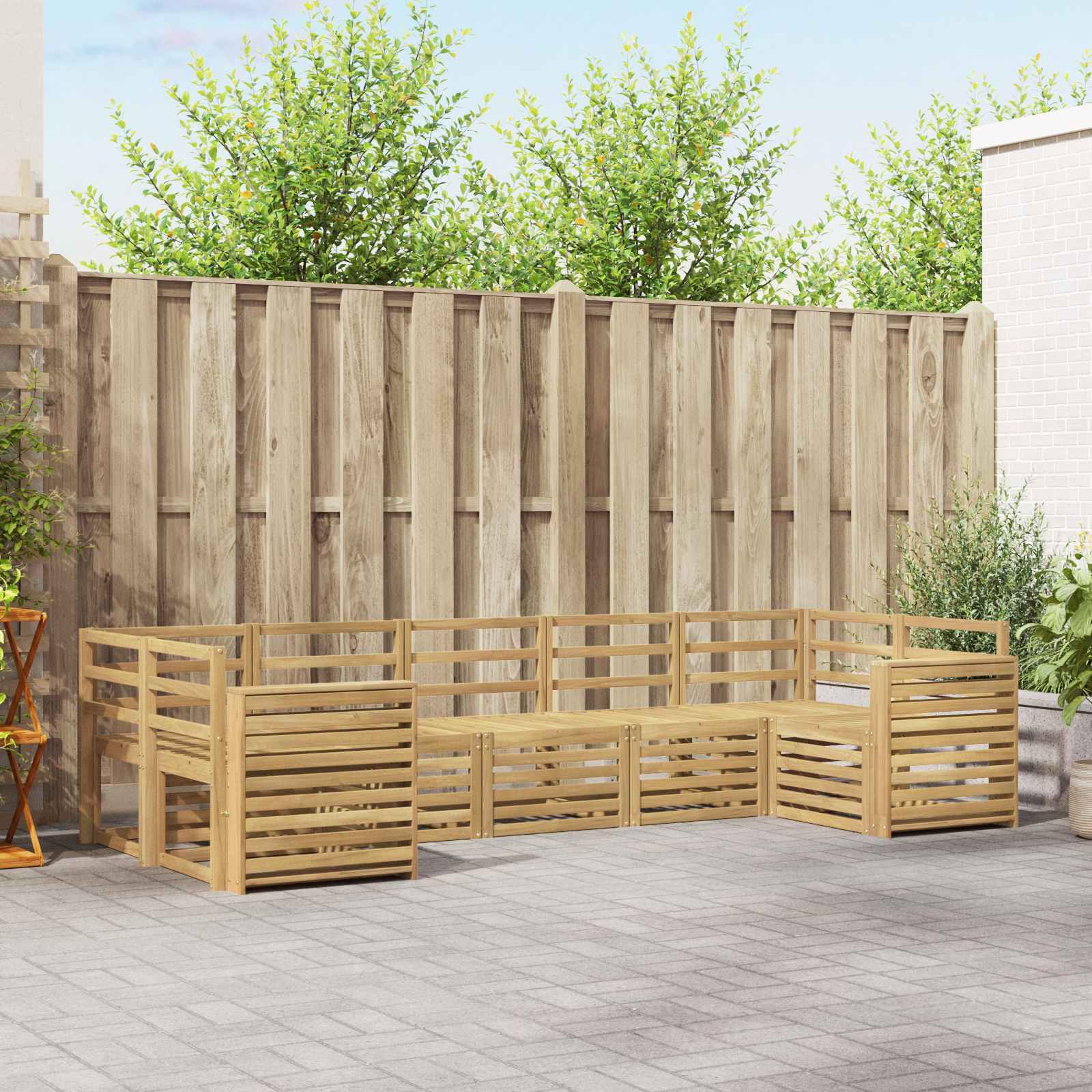 Outdoor-Sofagarnitur 7 pcs Weiß 304 x 132,5 x 73 cm