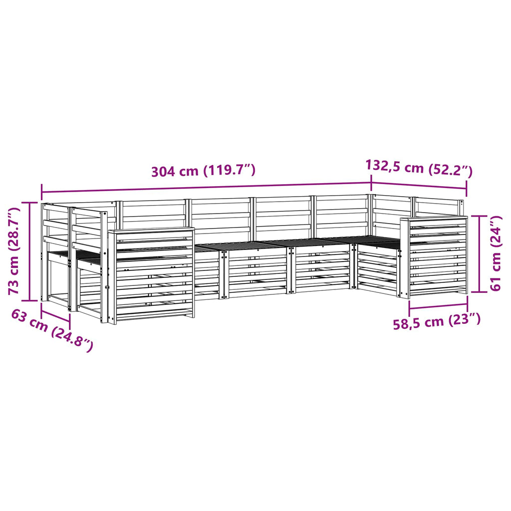 Outdoor-Sofagarnitur 7 pcs Weiß 304 x 132,5 x 73 cm