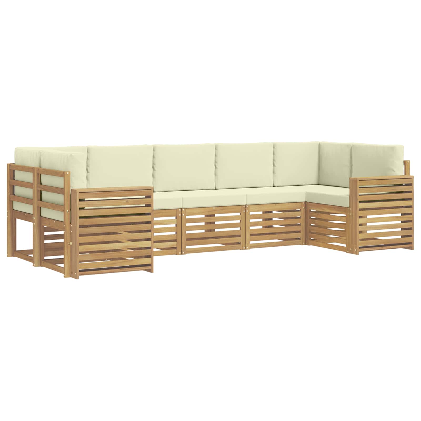 Outdoor-Sofagarnitur 7 pcs Weiß und Creme 304 x 132,5 x 73 cm