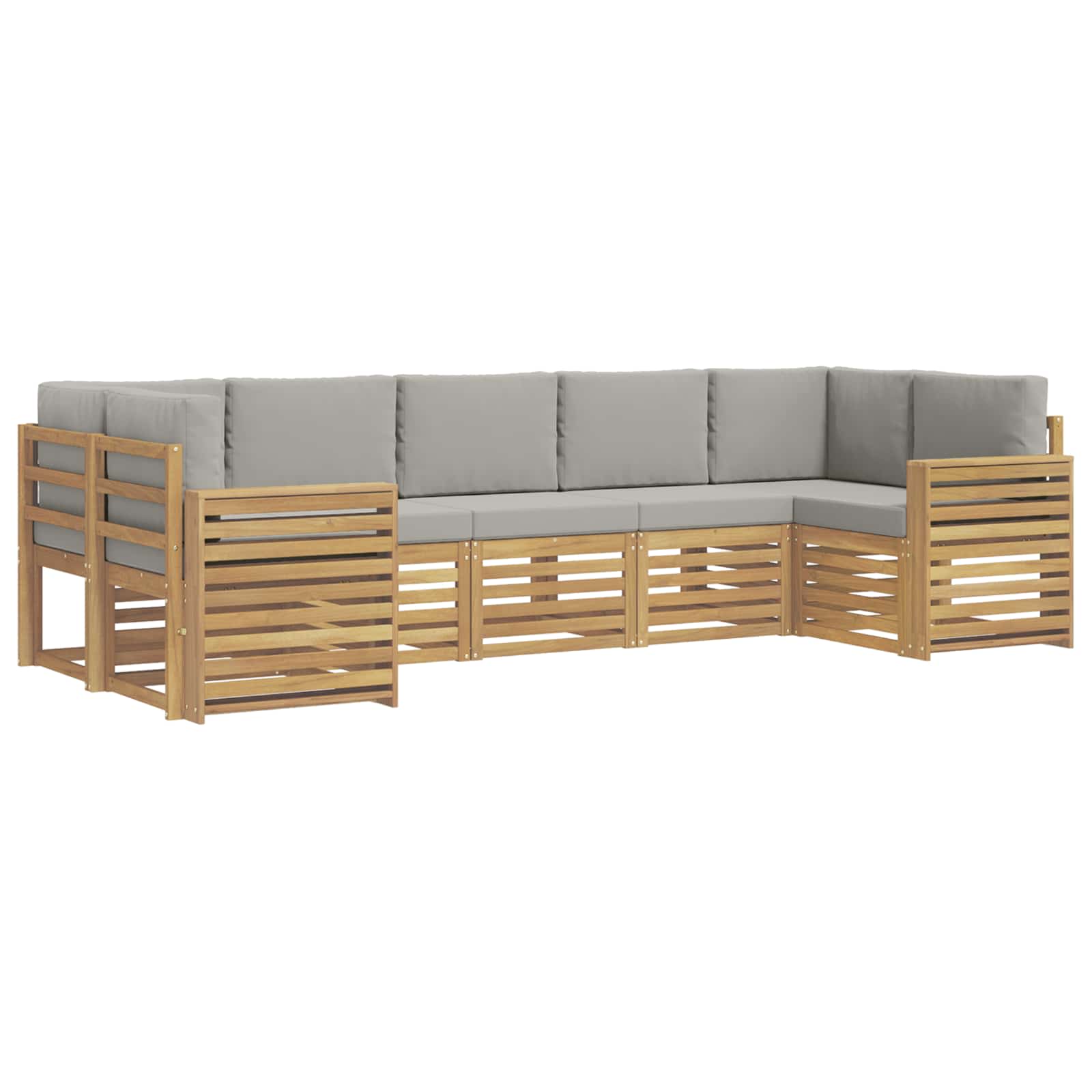 Outdoor-Sofagarnitur 7 pcs Weiß und Hellgrau