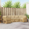 Outdoor-Sofagarnitur 7 pcs Weiß und Beige 304 x 132,5 x 73 cm